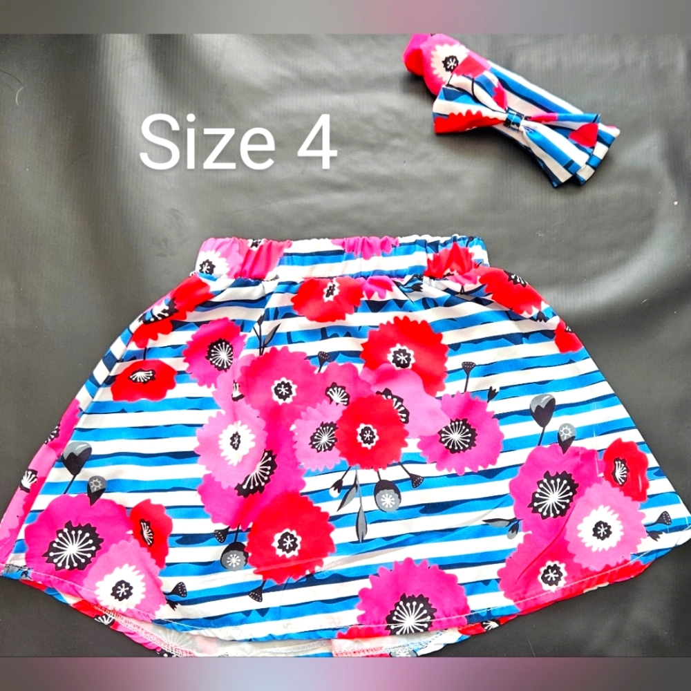 Poppies skirt and headband Size 4